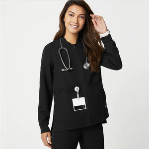 FIGS Black Bellery Black Scrub Jacket